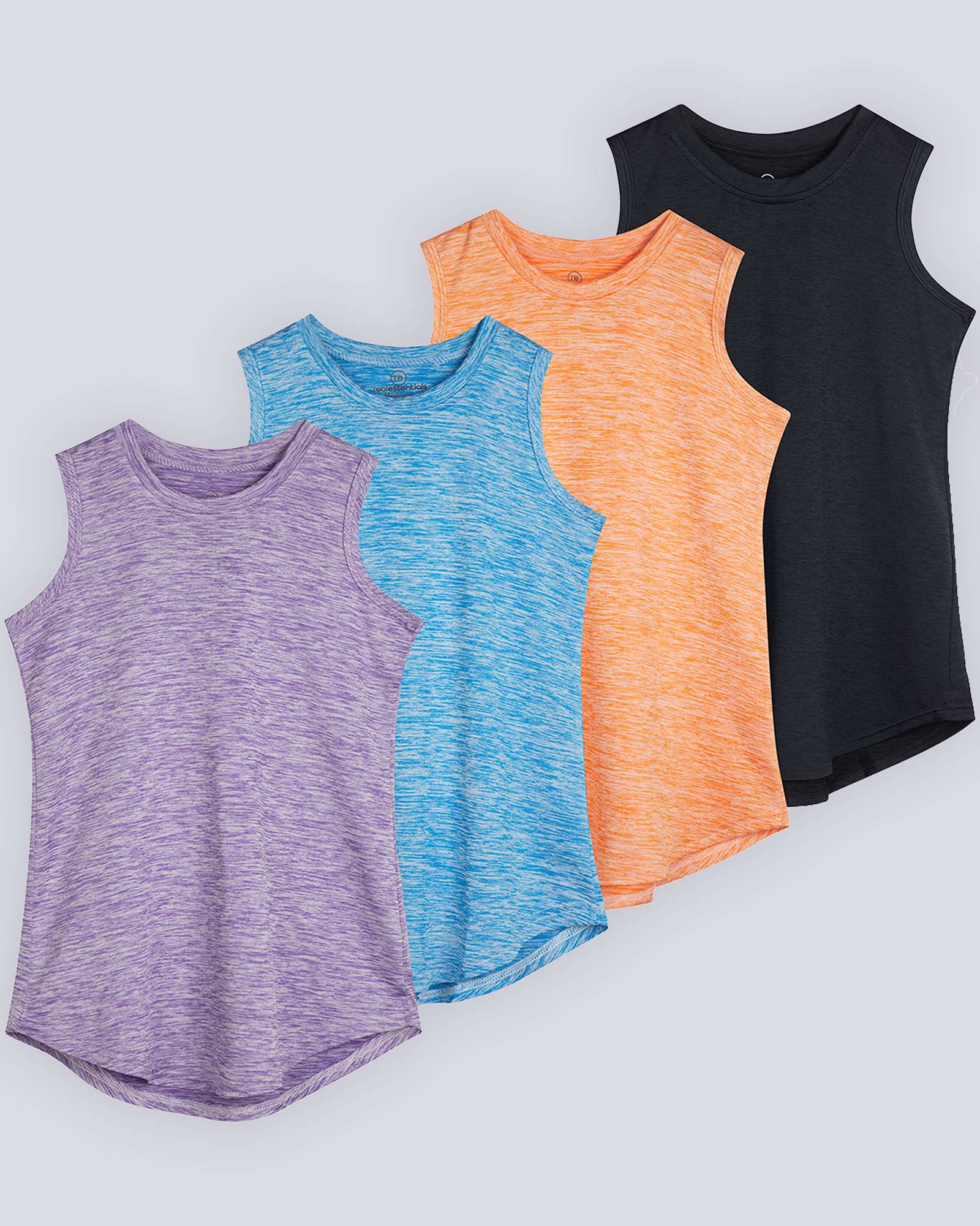 4 Pack: Girls Active Dry Fit Performance Tank Top