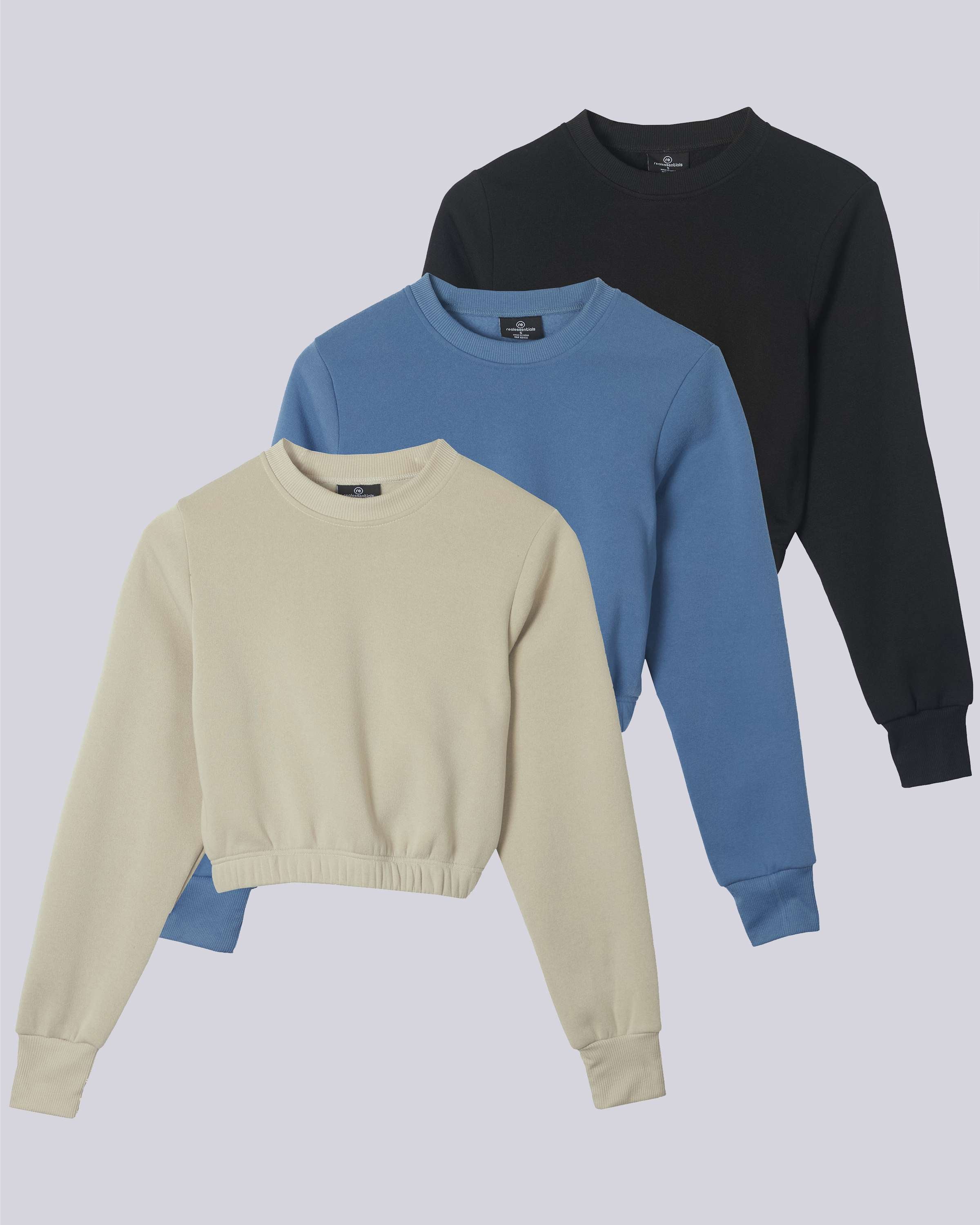 3 Pack: Women's Fleece Cropped Sweatshirt (Available in Plus Size)