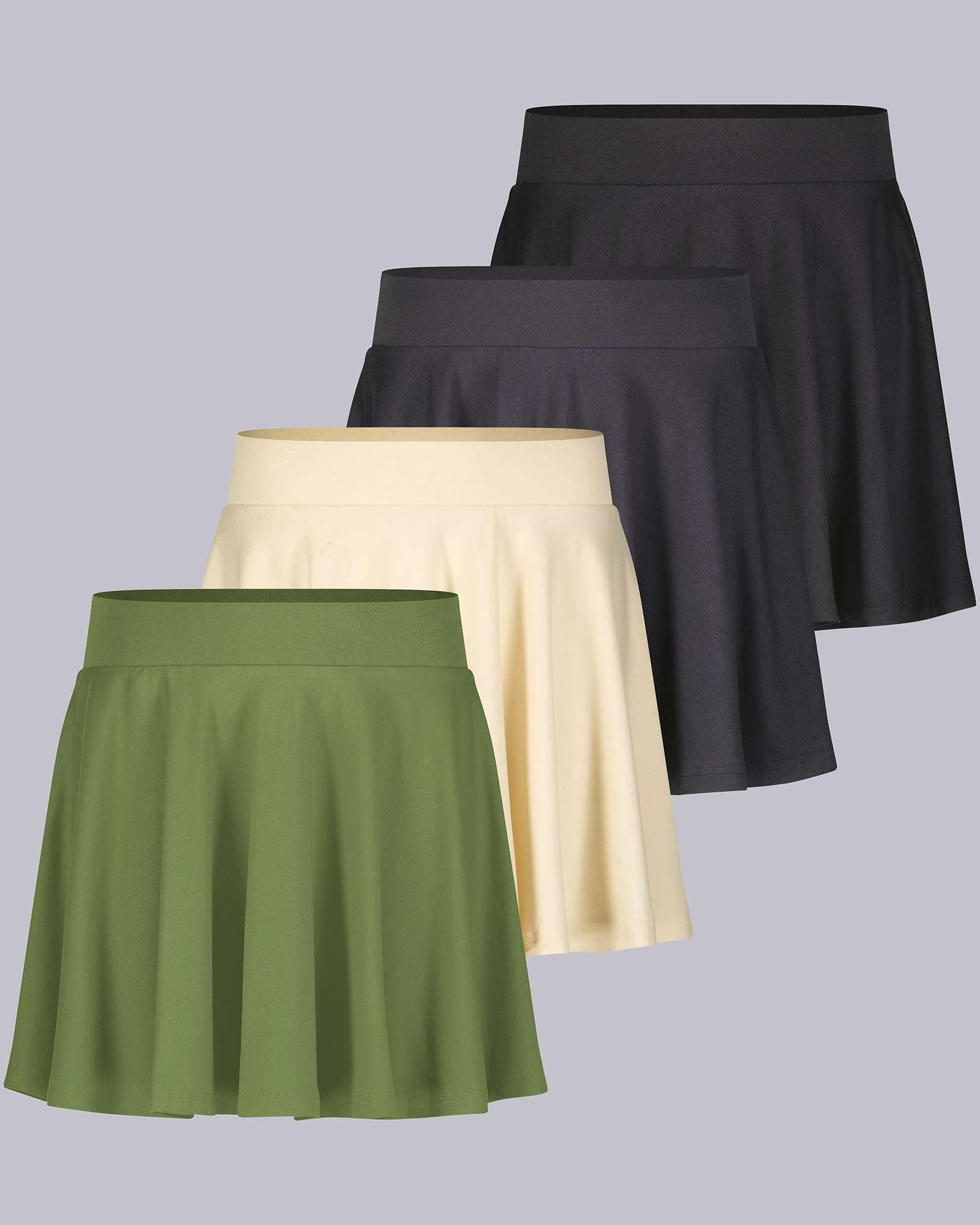 4 Pack: Women's Soft Casual Pleated Mini Skirt