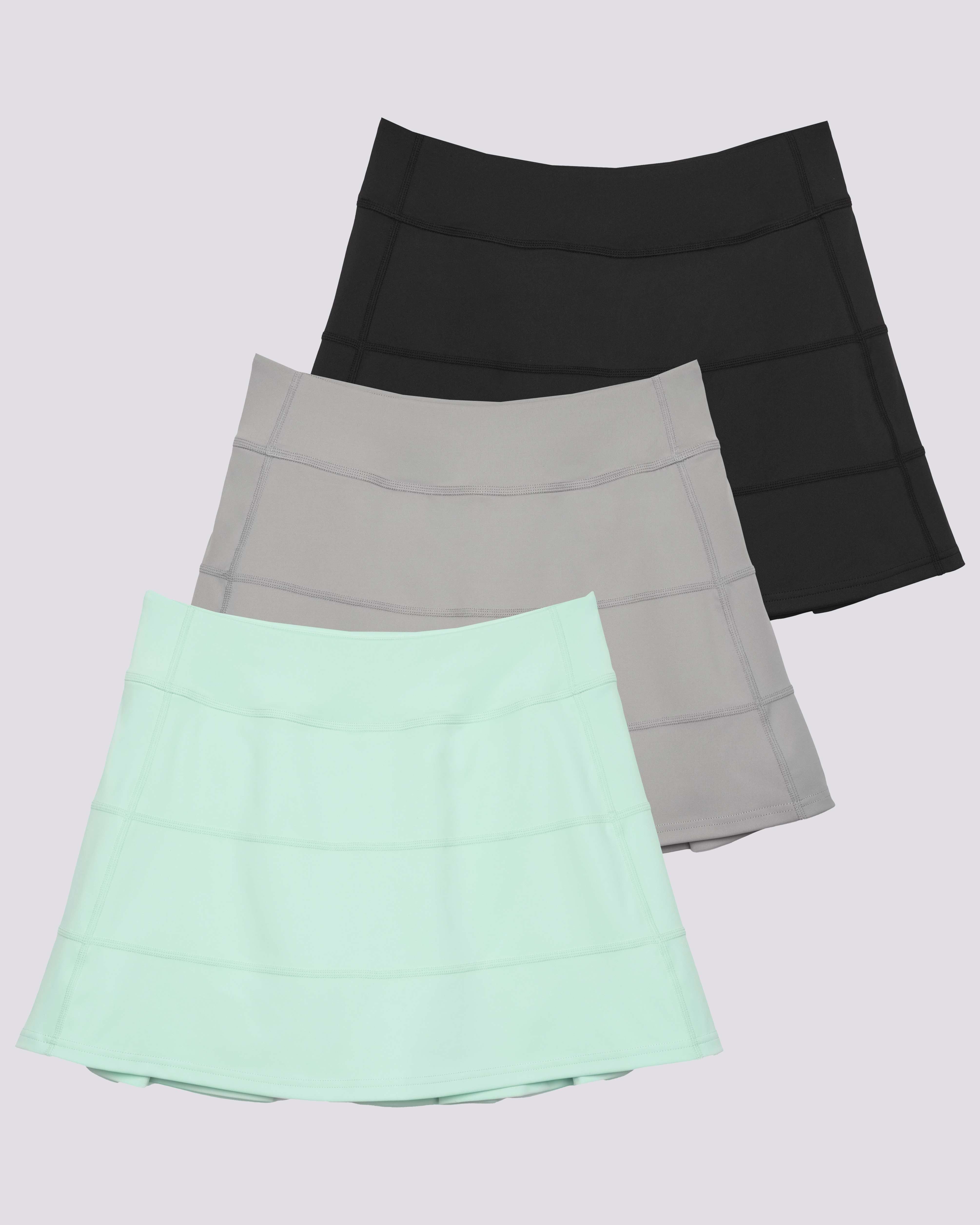 3 Pack: Women's 14" Pleated Tennis Skorts with Pockets