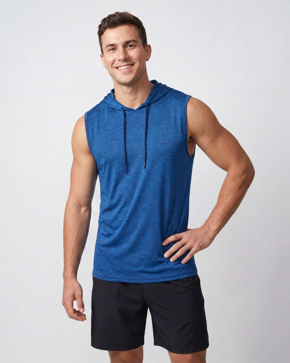 Real Essentials 3 Pack Men's Dry Fit Tank Top Hoodie Sleeveless Workout Gym Muscle Shirts - Set 3