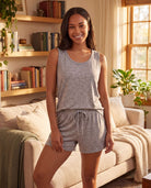 Real Essentials 3 Pack Women's Pajama Sets 3 Piece Crew Tee Tank Top Sleep Shorts Sleepwear - Grey Heather