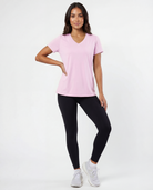 Real Essentials 5 Pack Women's V Neck Tshirts Short Sleeve Dry Fit Workout Tops Tees Shirts - Solid Black, Solid Bright White, Solid Ultimate Grey, Navy Blazer, Solid Festival Bloom